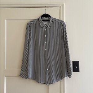 Equipment Black and White Striped Button-Up Shirt